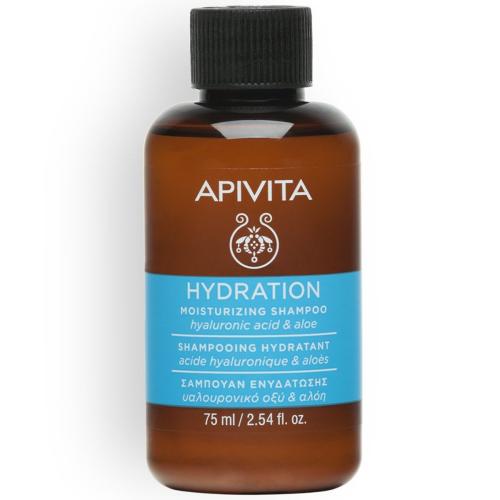 Apivita Hydration Moisturizing Shampoo with Hyaluronic Acid & Aloe Σαμπουάν Ενυδάτωσης με Υαλουρονικό Οξύ & Αλόη για Όλους τους Τύπους Μαλλιών 75ml